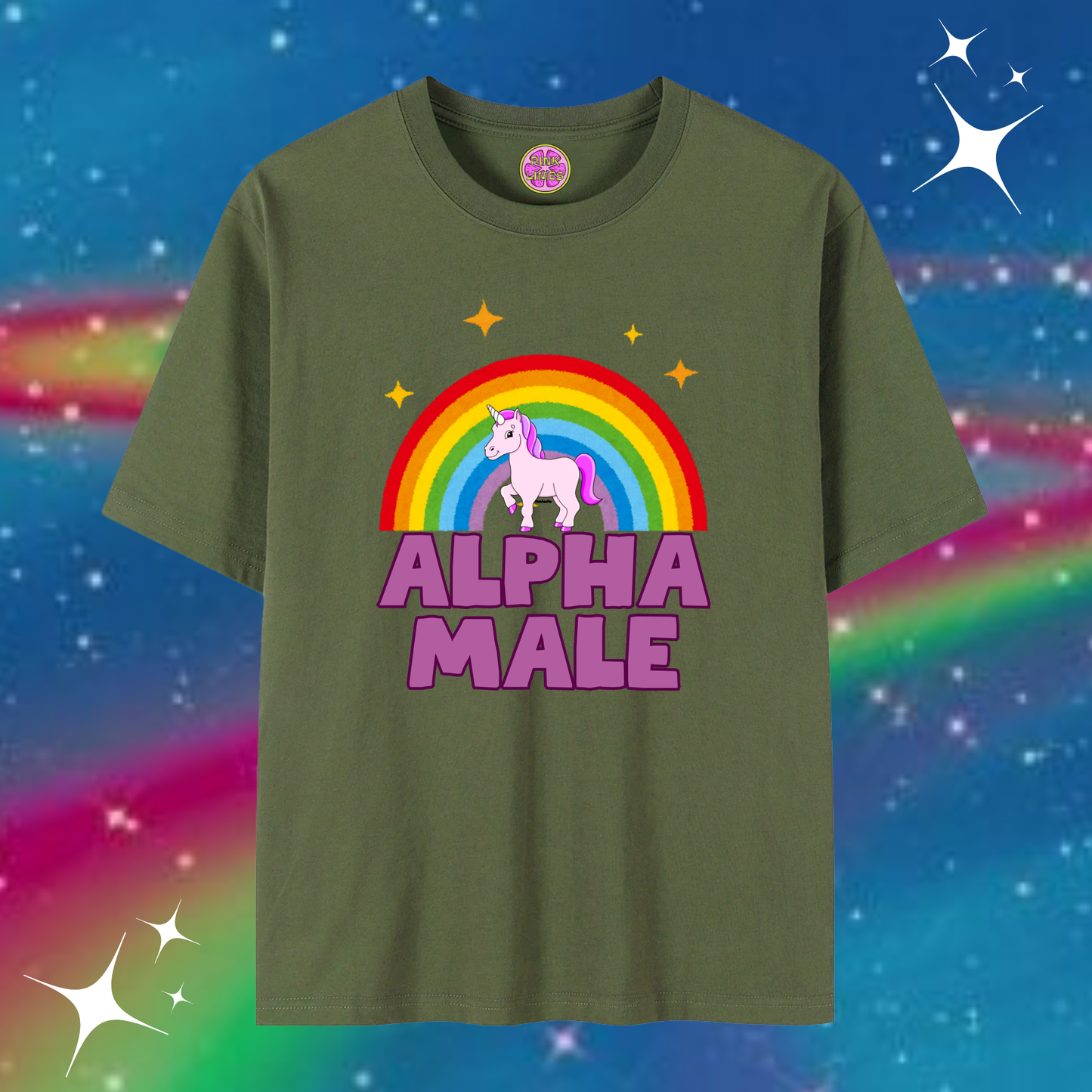 Alpha Male Baggy Tee Army Green Shirts & Tops PinkLimes Trending Streetwear