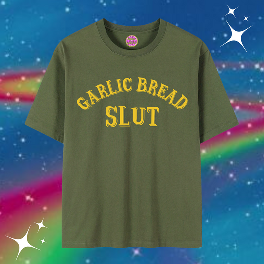 Garlic Bread Sl*t Baggy Tee Army Green Shirts & Tops PinkLimes Trending Streetwear