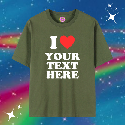 I Love Custom Baggy Tee Army Green Shirts & Tops PinkLimes Trending Streetwear