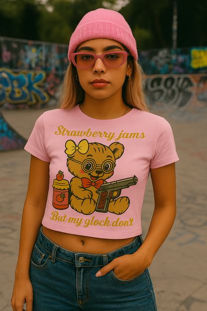 Strawberry Jams Crop Tee Shirts & Tops PinkLimes Trending Streetwear