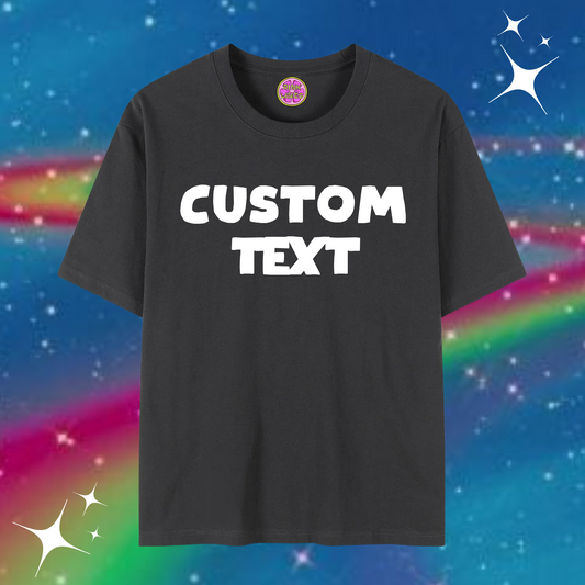 Custom Text Baggy Tee Black Shirts & Tops PinkLimes Trending Streetwear