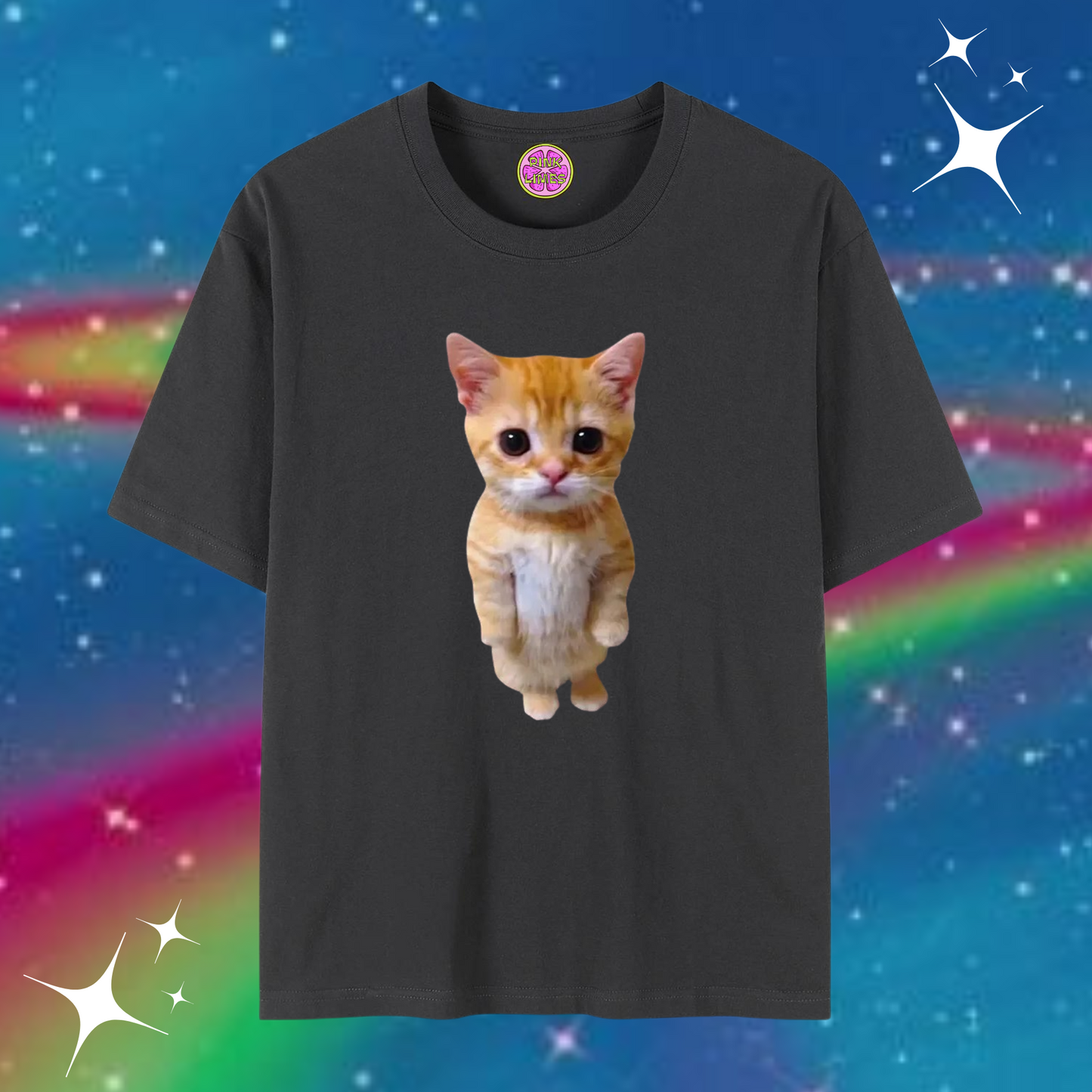 Cute Cat Baggy Tee Black Shirts & Tops PinkLimes Trending Streetwear
