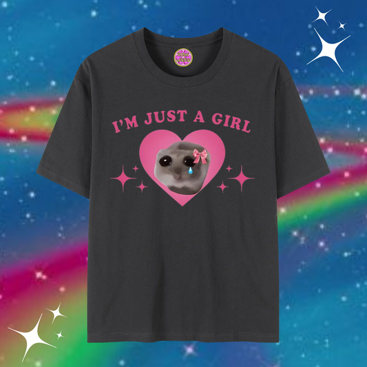 I'm Just A Girl Baggy Tee Black Shirts & Tops PinkLimes Trending Streetwear