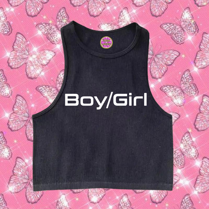 Boy/Girl Crop Tank Top Black Shirts & Tops PinkLimes Trending Streetwear