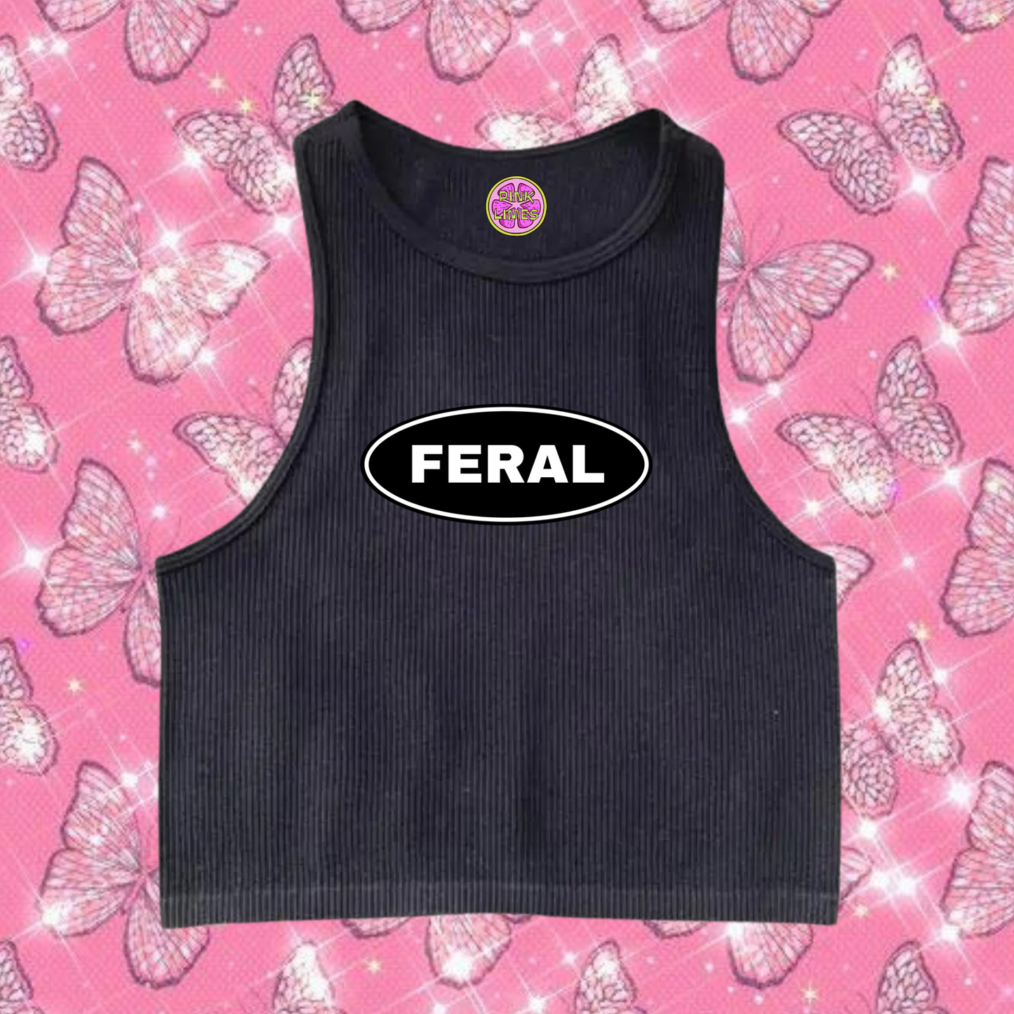 Feral Crop Tank Top Black Shirts & Tops PinkLimes Trending Streetwear