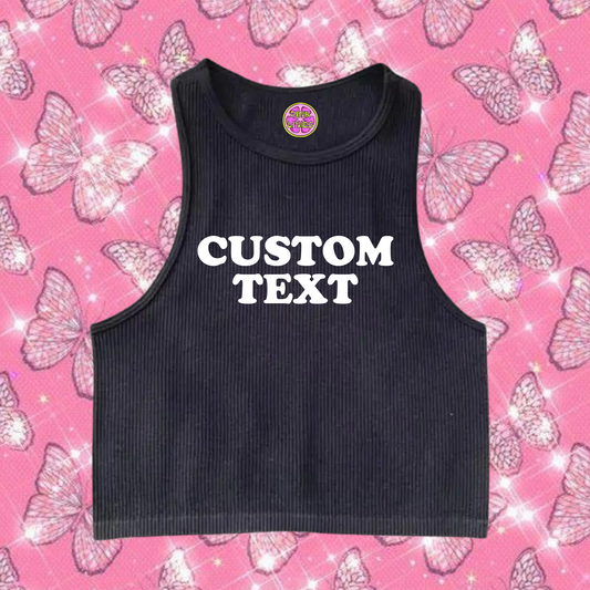 Custom Text Tank Top Black Shirts & Tops PinkLimes Trending Streetwear