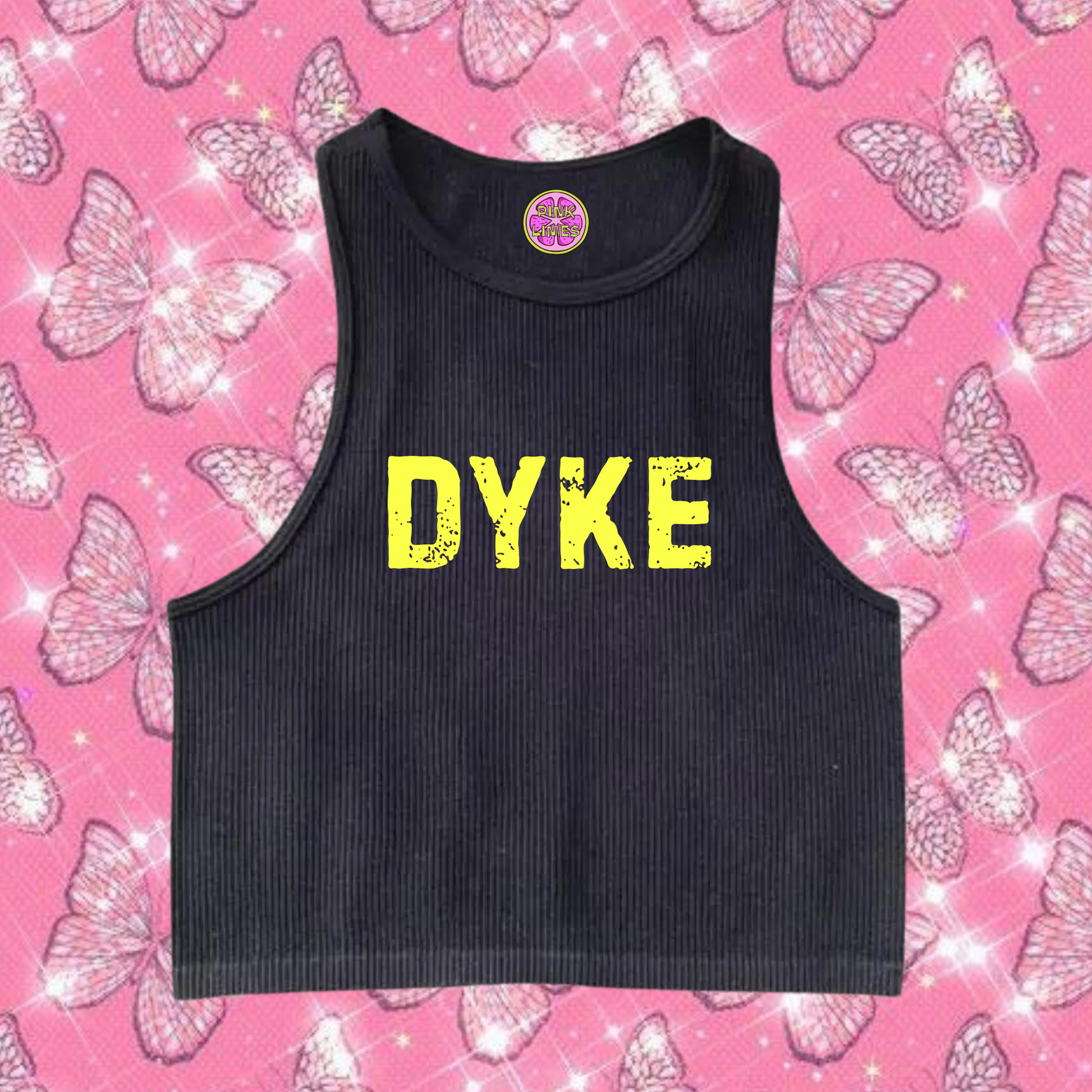 Dyke Crop Tank Top Black Shirts & Tops PinkLimes Trending Streetwear