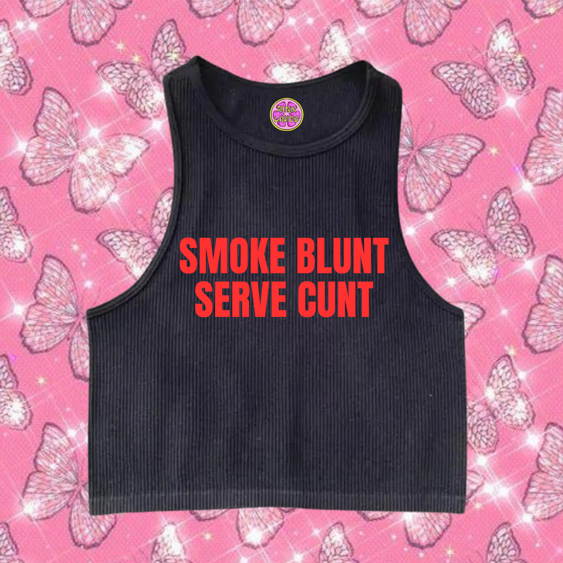 Smoke Blunt Serve C*nt Tank Top Black Shirts & Tops PinkLimes Trending Streetwear