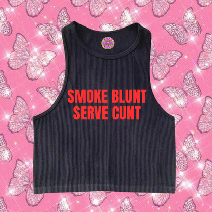 Smoke Blunt Serve C*nt Tank Top Black Shirts & Tops PinkLimes Trending Streetwear