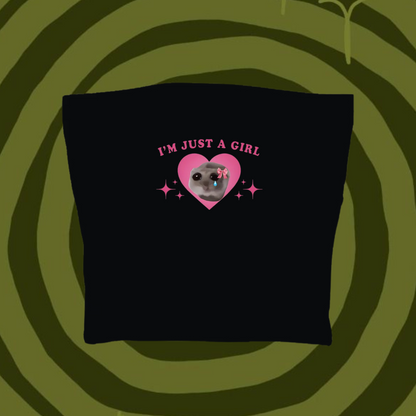 I'm Just A Girl Tube Top Black Shirts & Tops PinkLimes Trending Streetwear