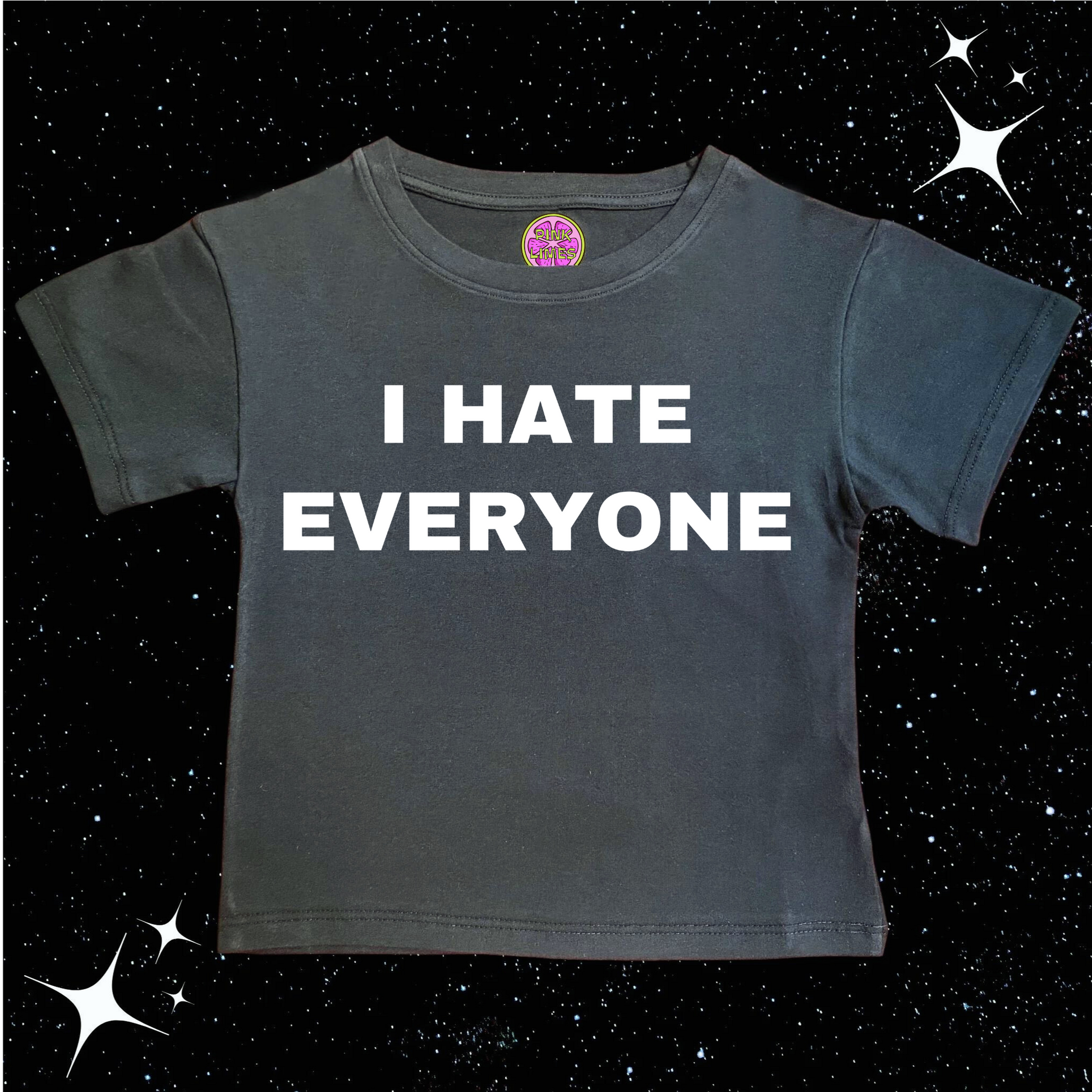 I HATE EVERYONE Crop Tee Black Shirts & Tops PinkLimes Trending Streetwear