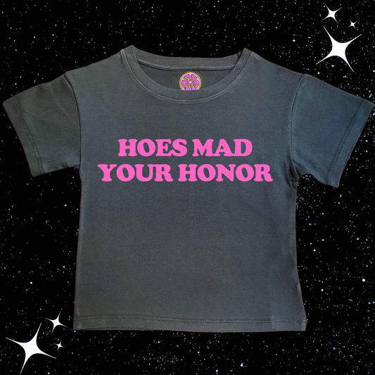 H*es Mad Your Honor Crop Tee Black Shirts & Tops PinkLimes Trending Streetwear