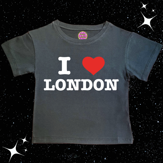 I Love London Black Crop Tee Shirts & Tops PinkLimes Trending Streetwear