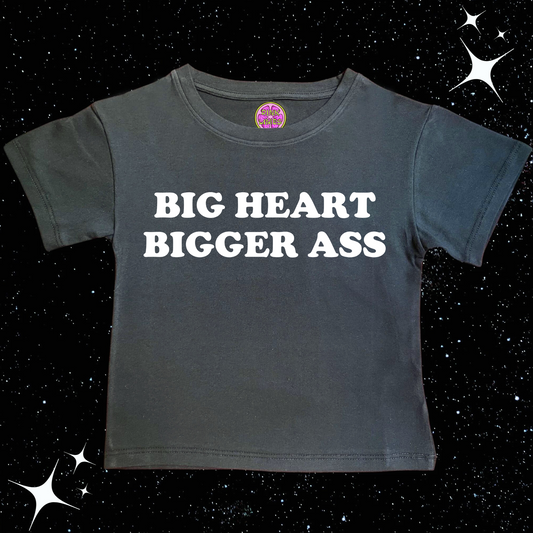 Big Heart Bigger Ass Crop Tee Black Shirts & Tops PinkLimes Trending Streetwear