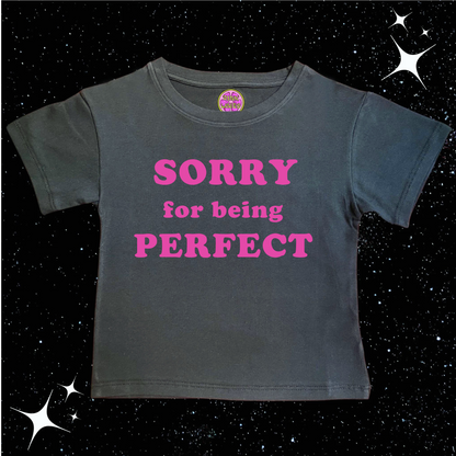 Sorry For Being Perfect Crop Tee Black Shirts & Tops PinkLimes Trending Streetwear