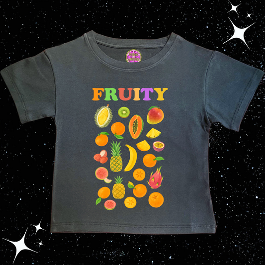 Fruity Crop Tee Black Shirts & Tops PinkLimes Trending Streetwear