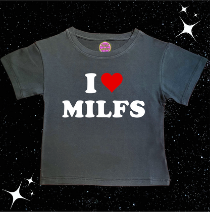 I Love MILFS Crop Tee Black Shirts & Tops PinkLimes Trending Streetwear