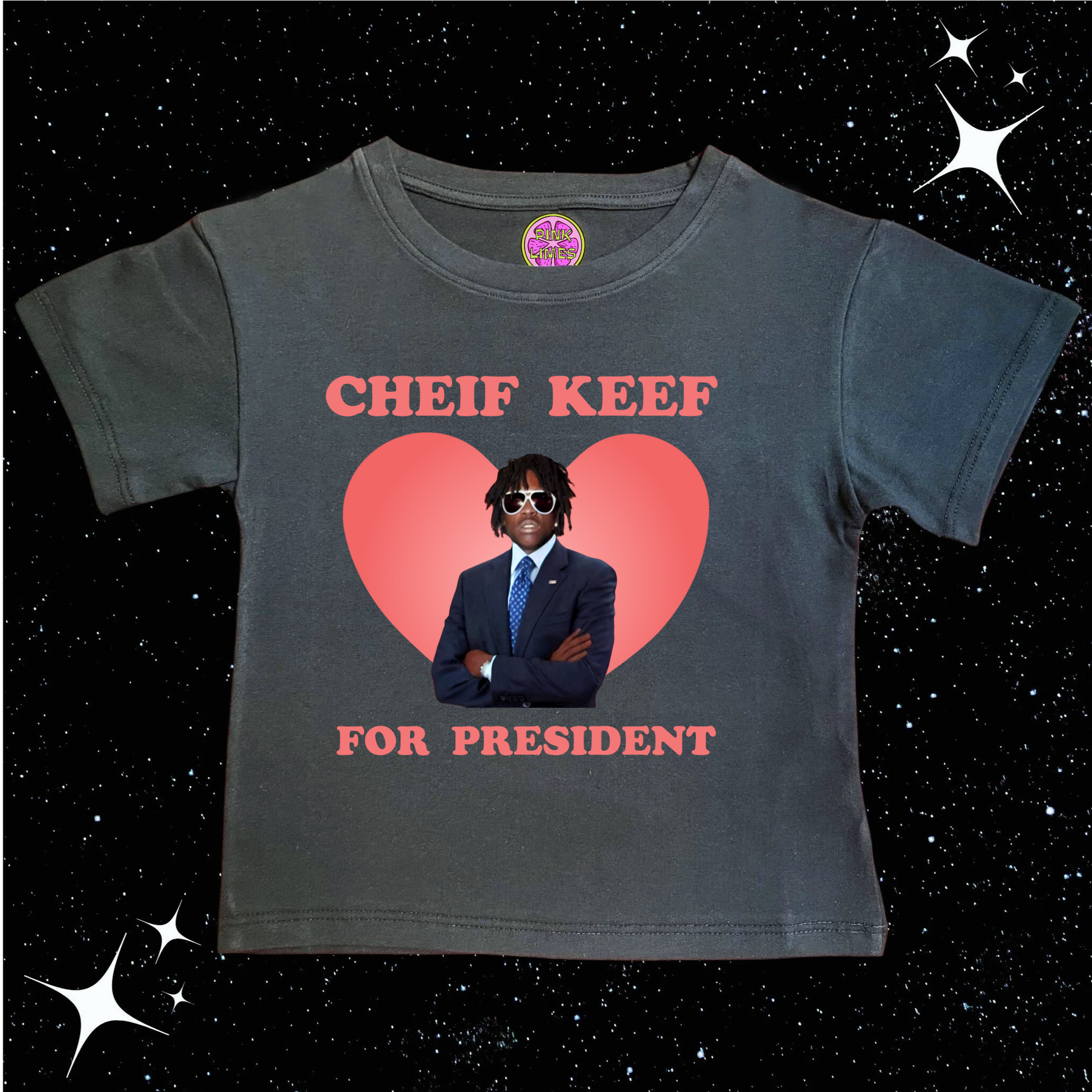 Chief Keef For President Crop Tee Black Shirts & Tops PinkLimes Trending Streetwear