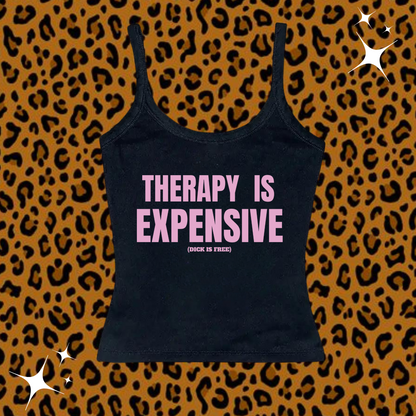 Therapy Is Expensive Camisole Top Black Shirts & Tops PinkLimes Trending Streetwear