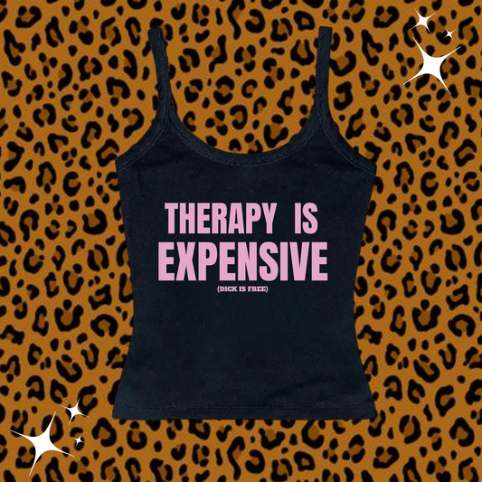 Therapy Is Expensive Camisole Top Black Shirts & Tops PinkLimes Trending Streetwear