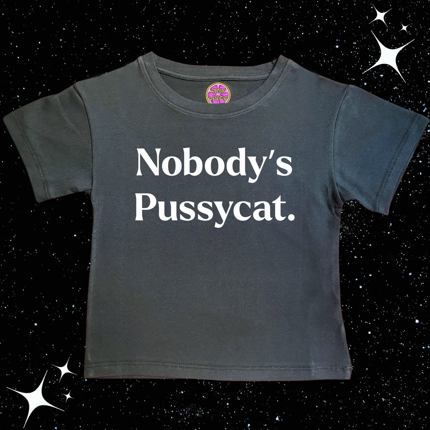 Nobody's Pussycat Crop Tee Black Shirts & Tops PinkLimes Trending Streetwear