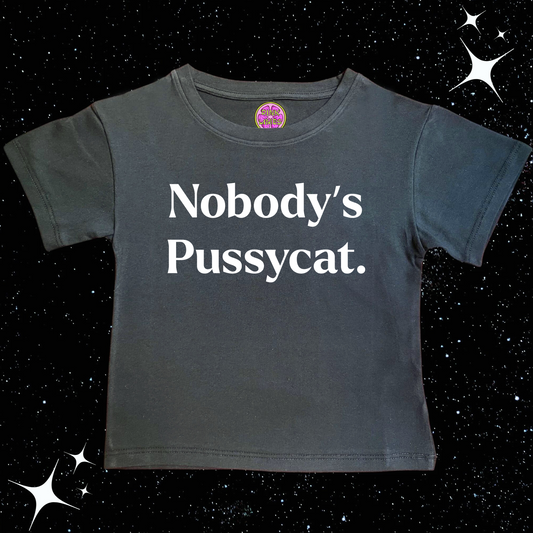Nobody's Pussycat Crop Tee Black Shirts & Tops PinkLimes Trending Streetwear