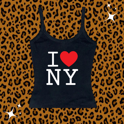 I Love NY Camisole Top Black Shirts & Tops PinkLimes Trending Streetwear