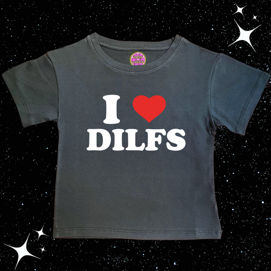 I Love DILFS Crop Tee Black Shirts & Tops PinkLimes Trending Streetwear