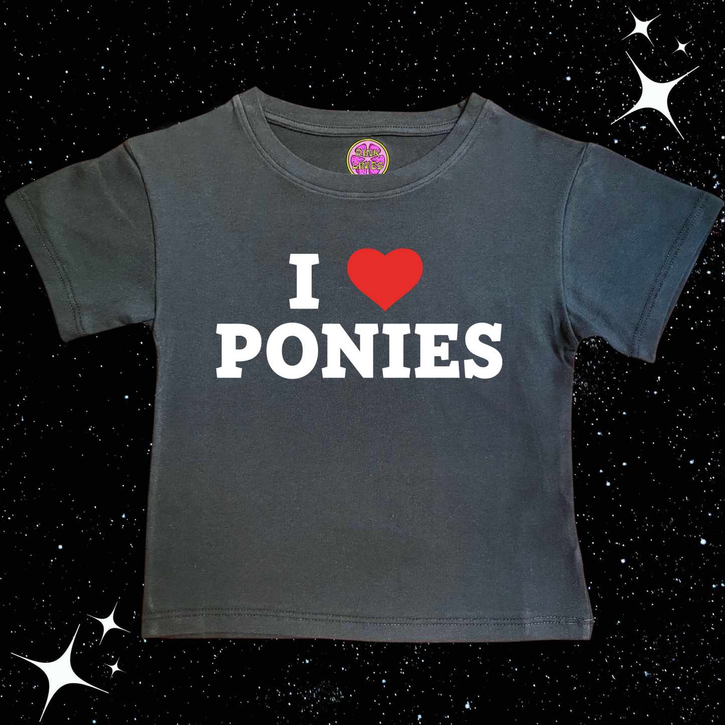 I Love Ponies Crop Tee Black Shirts & Tops PinkLimes Trending Streetwear