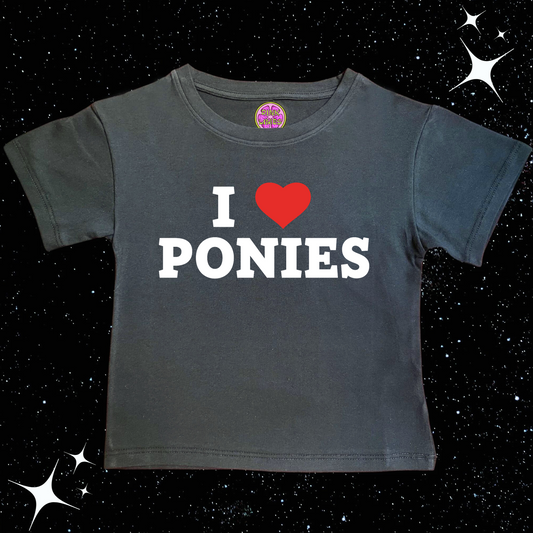 I Love Ponies Crop Tee Black Shirts & Tops PinkLimes Trending Streetwear