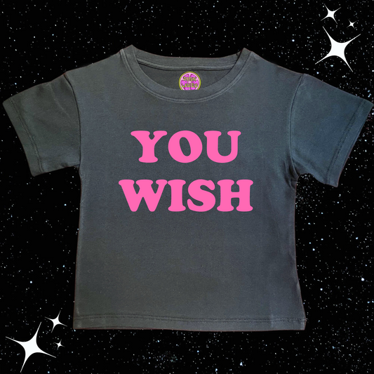 You Wish Crop Tee Black Shirts & Tops PinkLimes Trending Streetwear