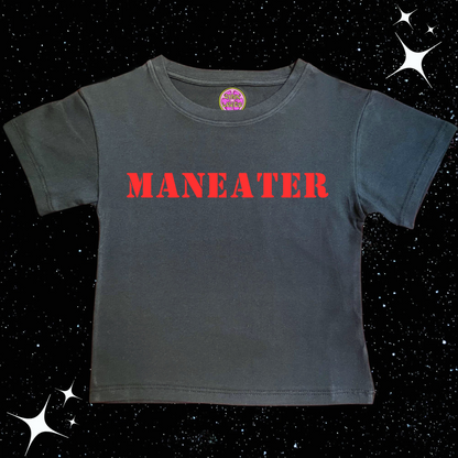MANEATER Crop Tee Black Shirts & Tops PinkLimes Trending Streetwear