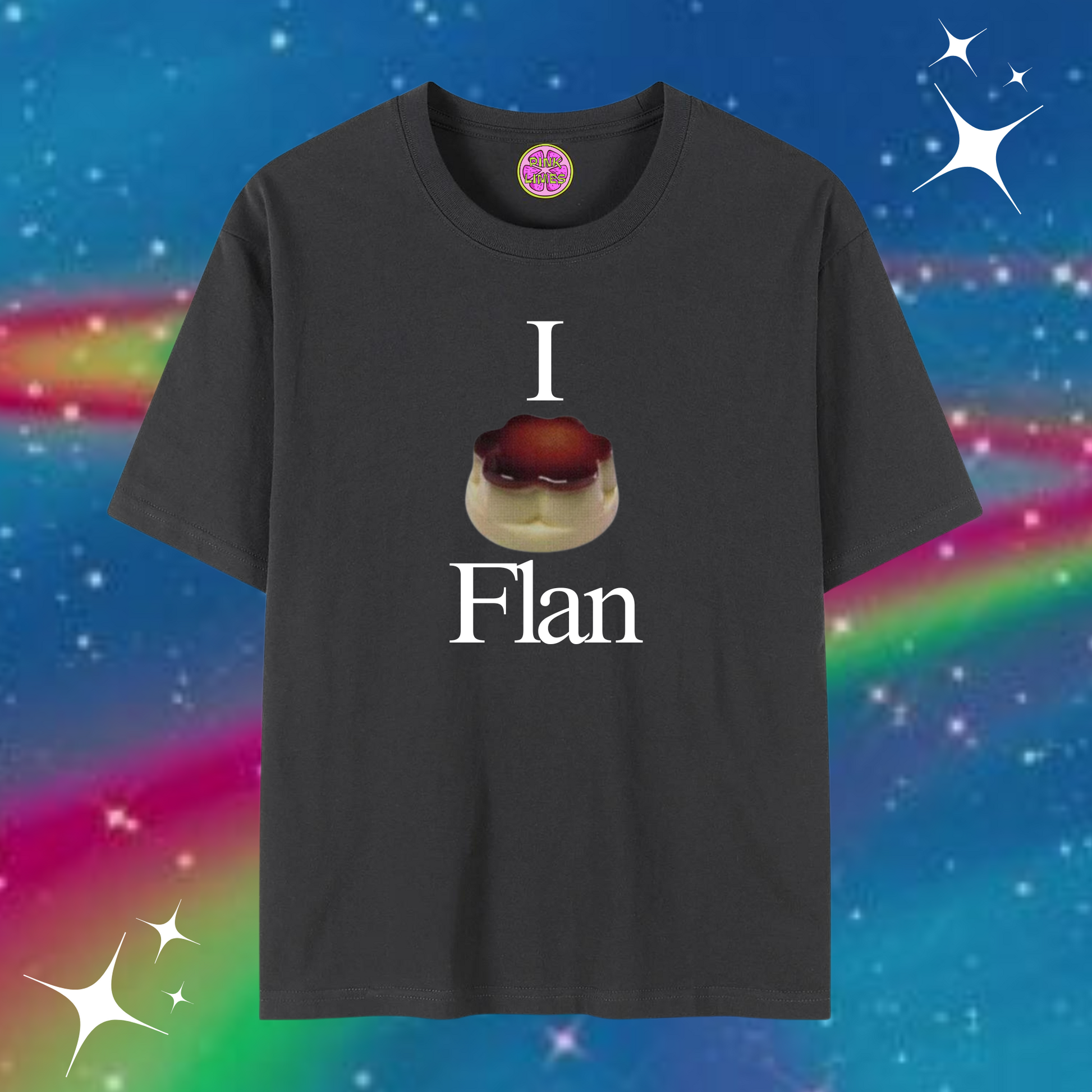 I Love Flan Baggy Tee Black Shirts & Tops PinkLimes Trending Streetwear
