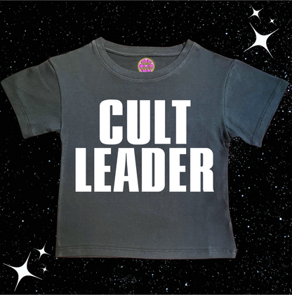 CULT LEADER Crop Tee Black Shirts & Tops PinkLimes Trending Streetwear