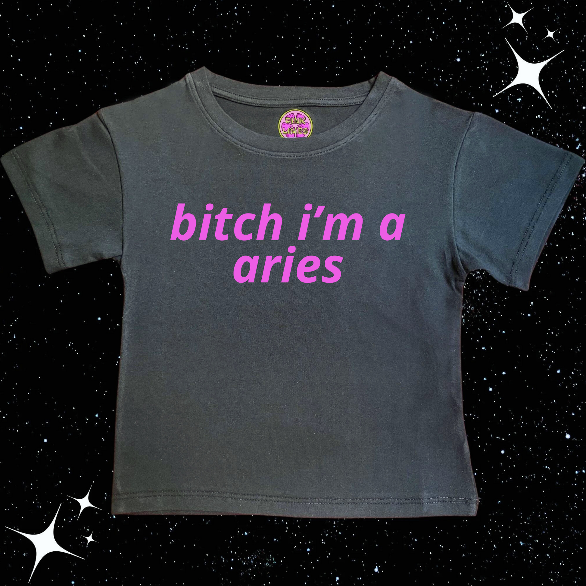 B*itch I'm A Zodiac Sign Crop Tee Black Shirts & Tops PinkLimes Trending Streetwear