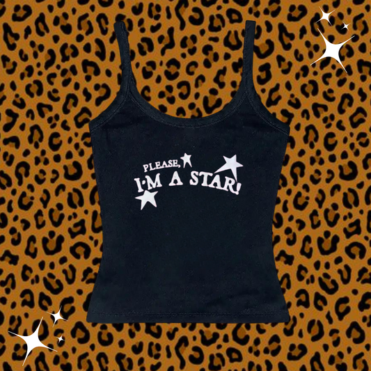 Please I'm A Star Camisole Top Black Shirts & Tops PinkLimes Trending Streetwear