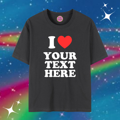 I Love Custom Baggy Tee Black Shirts & Tops PinkLimes Trending Streetwear