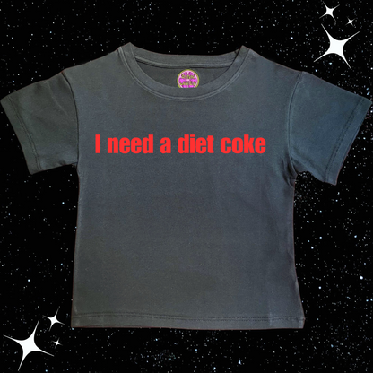 I Need A Diet Coke Crop Tee Black Shirts & Tops PinkLimes Trending Streetwear