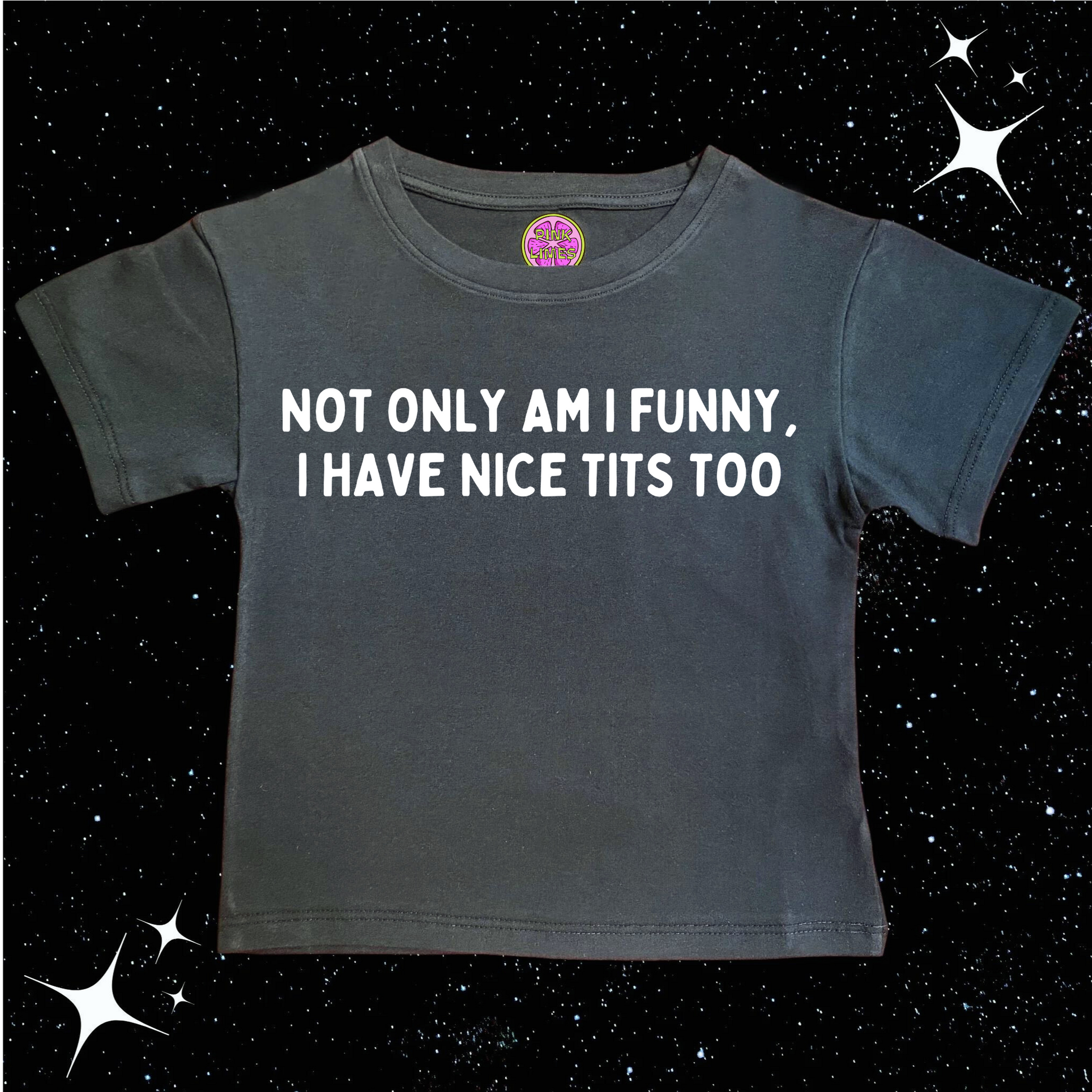 Not Only Am I Funny Nice T*ts Too Crop Tee Black Shirts & Tops PinkLimes Trending Streetwear
