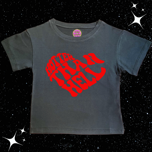 Hotter Than Hell Black Crop Tee Shirts & Tops PinkLimes Trending Streetwear