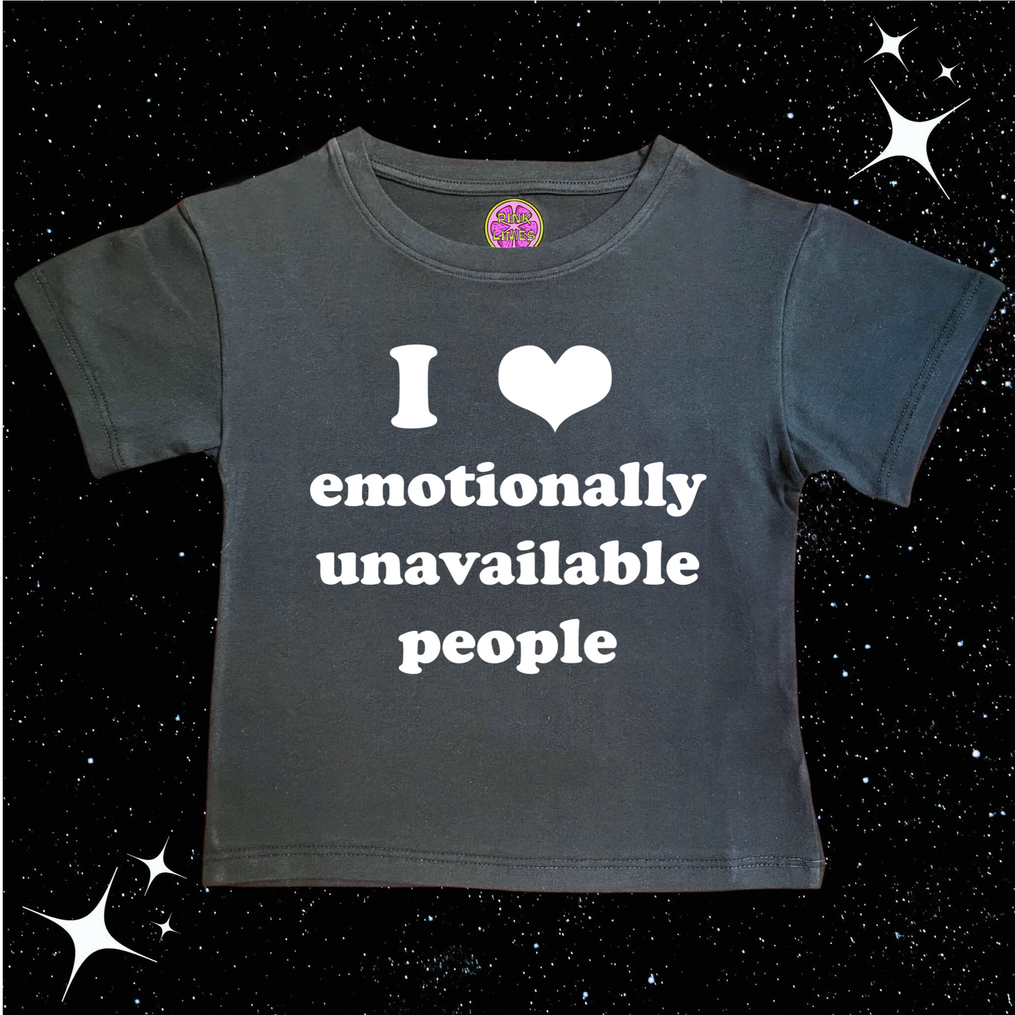 I Love Emotionally Unavailable People Crop Tee Black Shirts & Tops PinkLimes Trending Streetwear