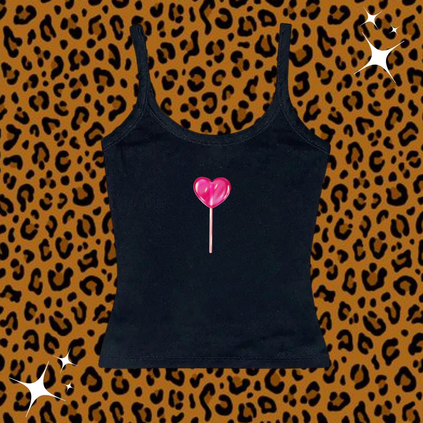 Heart Lollipop Camisole Top Black Shirts & Tops PinkLimes Trending Streetwear