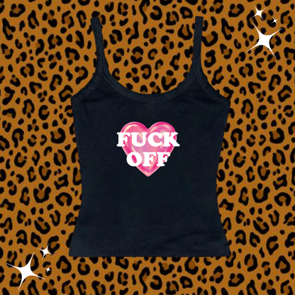 F*CK OFF Camisole Top Black Shirts & Tops PinkLimes Trending Streetwear