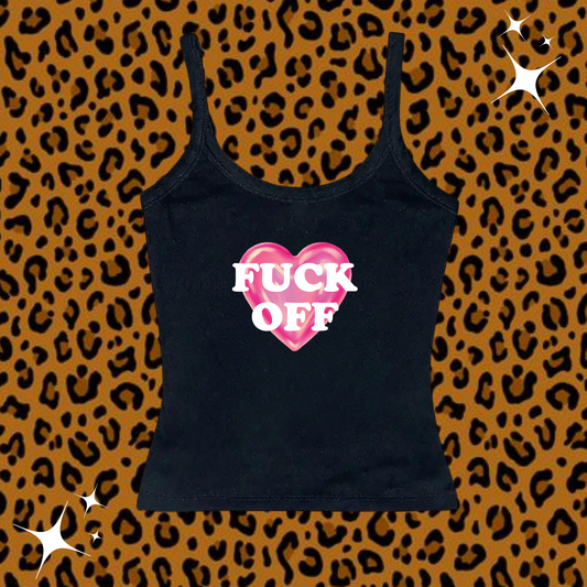 F*CK OFF Camisole Top Black Shirts & Tops PinkLimes Trending Streetwear
