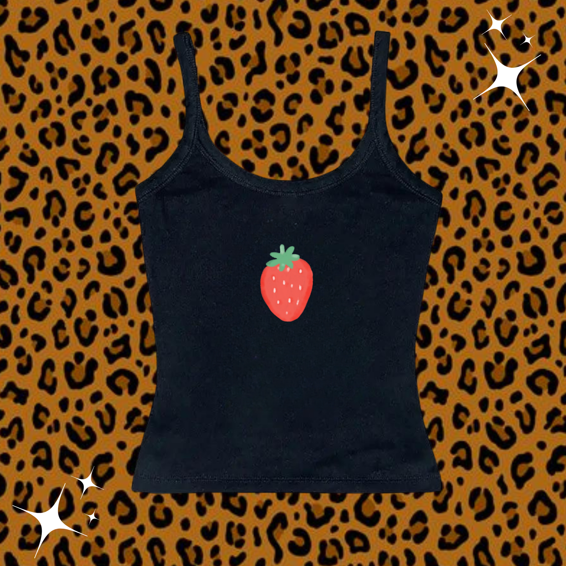 Strawberry Camisole Top Black Shirts & Tops PinkLimes Trending Streetwear