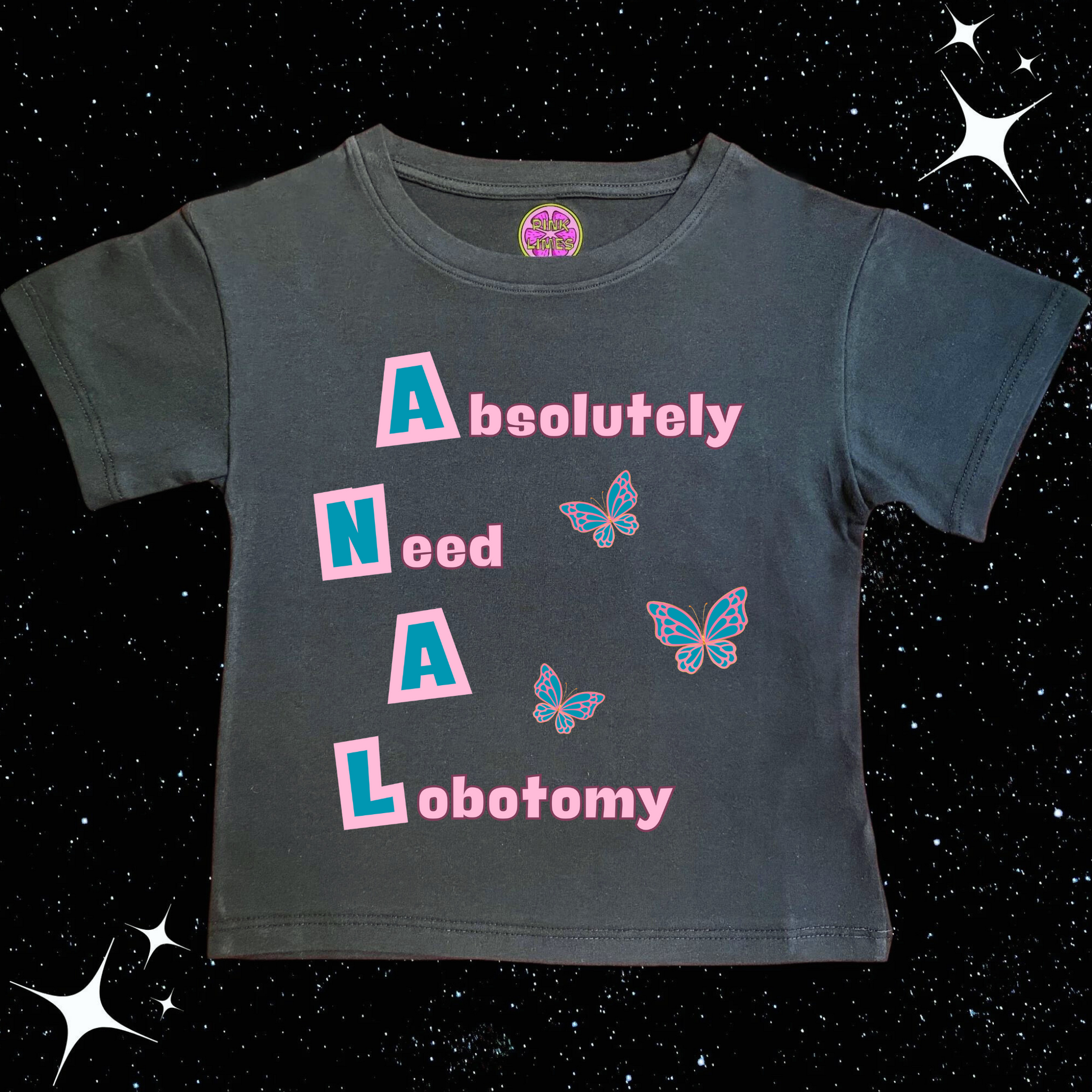 Absolutely Need A Lobotomy Crop Tee Black Shirts & Tops PinkLimes Trending Streetwear