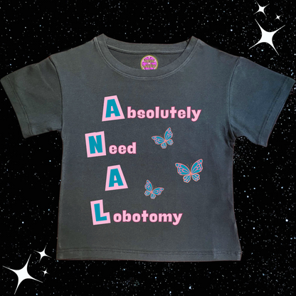Absolutely Need A Lobotomy Crop Tee Black Shirts & Tops PinkLimes Trending Streetwear