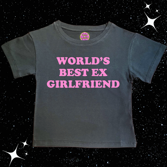 Worlds Best Ex Girlfriend Crop Tee Black Shirts & Tops PinkLimes Trending Streetwear