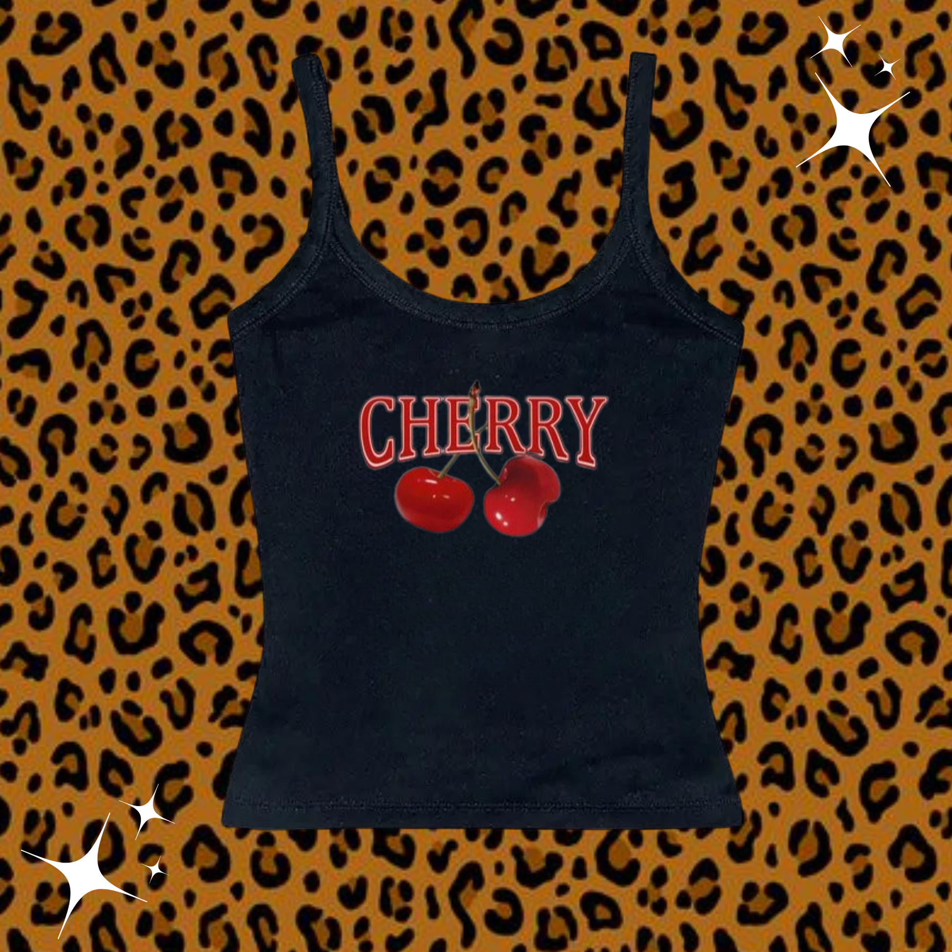 Cherry Camisole Top Black Shirts & Tops PinkLimes Trending Streetwear