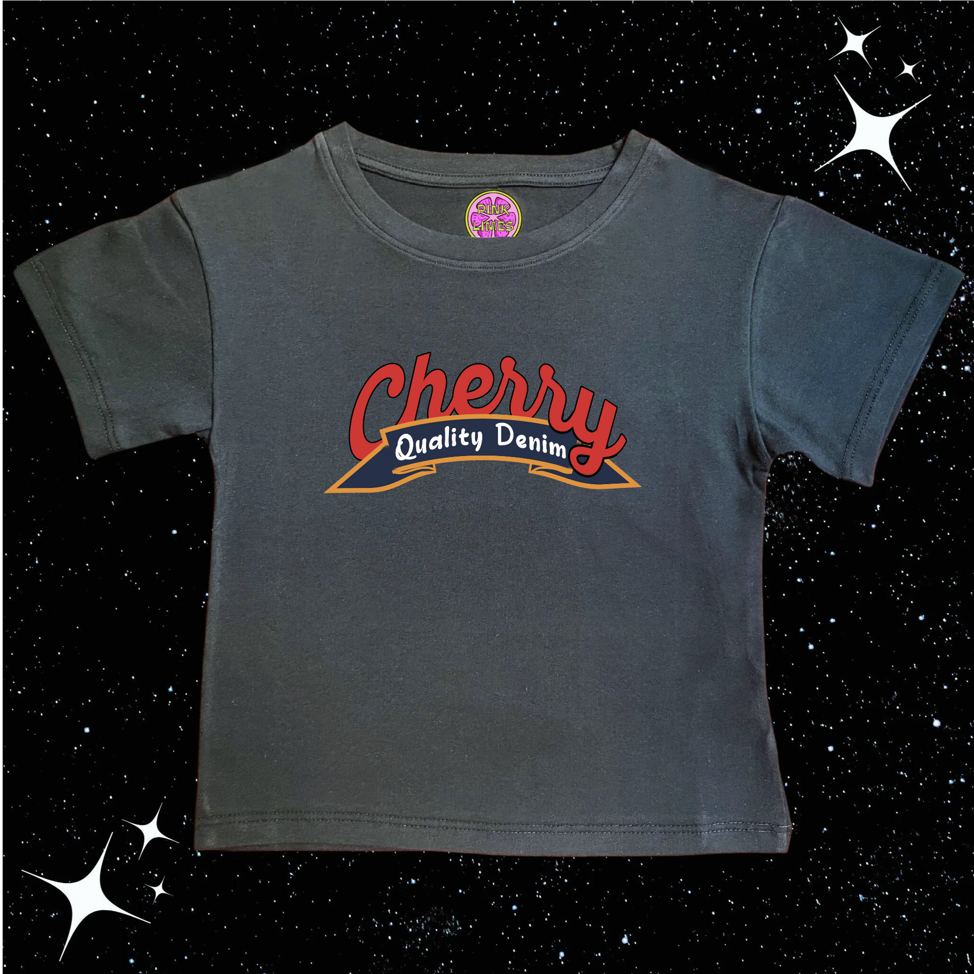 Cherry Crop Tee Black Shirts & Tops PinkLimes Trending Streetwear